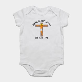 Help Step Brother I am Stuck Meme Funny Jesus Rude Offensive Gen Z Anti Religious Baby Bodysuit